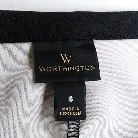 Worthington Pattern Pencil Skirt w/Front Slit 6 Black Blue - Picture 2 of 15